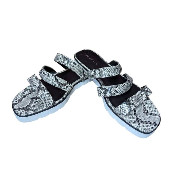 New Rampage Ally Snake Print Strappy Slide Sandal Gray Black size 10 - Picture 3 of 5